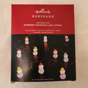 Hallmark Gumdrop Snowman 10-Light Christmas String Lights, 10' NEW